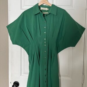 Anthropologie Green Button-Down Dress